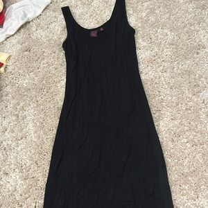 Material girl, black tight dress